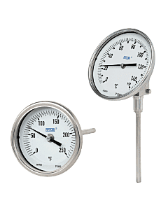 Wika TG53.3Z Bi-Metal Thermometer, 3-1/2"NPT, 0/250 °F, 1/4" Stem Dia,, Insertion 2.5", 52877114